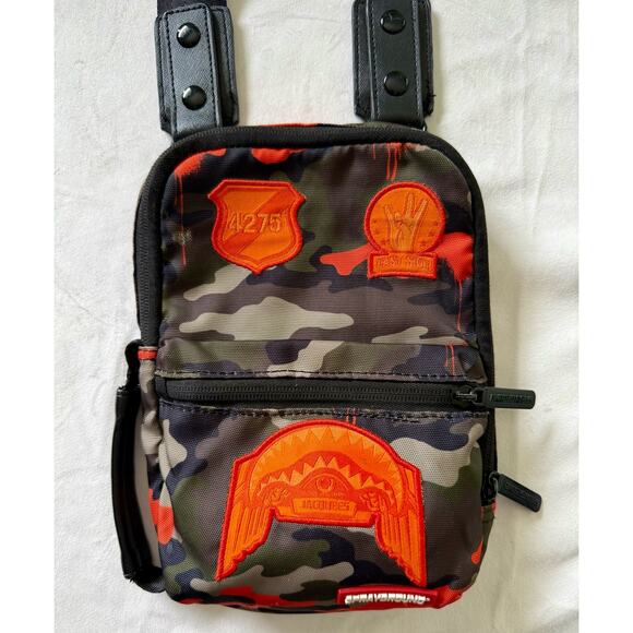 SPRAYGROUND JACQUEES Sling Bag Stash Pocket Camo Crossbody Orange Messenger - Picture 7 of 11